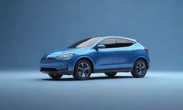 ilustración del coche 3D con un fondo azul