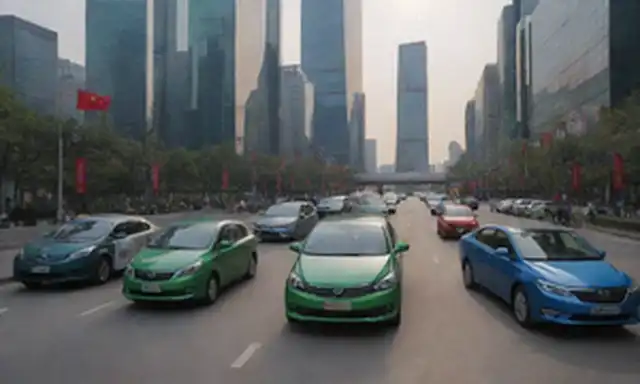 Coches eléctricos en una carretera de la ciudad