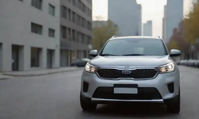 SUV con placa de Kia en la parrilla frontal