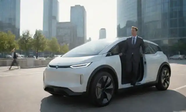 un vehículo eléctrico elegante y futurista con una puerta abierta