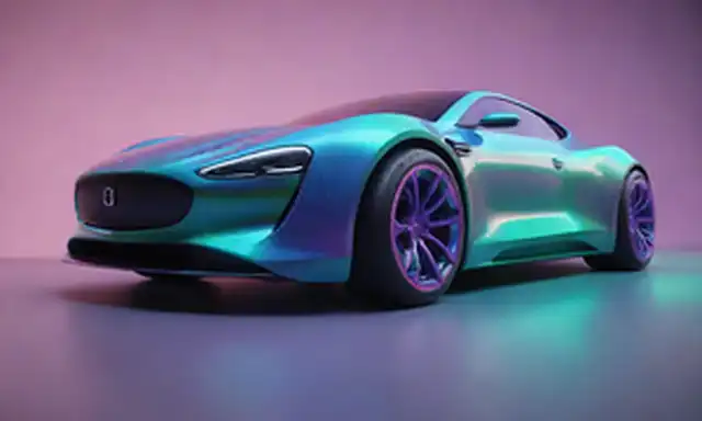 ilustración 3D de un coche con una personalidad dividida