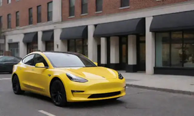 2022 Tesla Model 3 Rendimiento estacionado en una calle de la ciudad