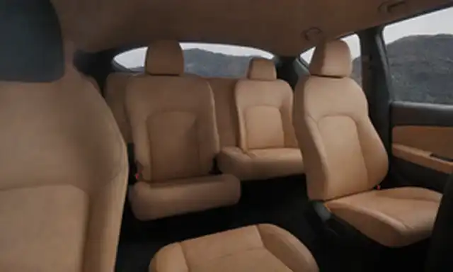3D ilustración de un interior de Tesla Model Y con dos filas de asientos