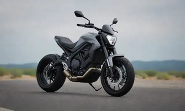 2022 Cero Motocicleta FX con diseño elegante, color gris oscuro, líneas afiladas, postura agresiva, faros LED, hadas minimalistas, posición vertical y neumáticos chunky en bordes negros