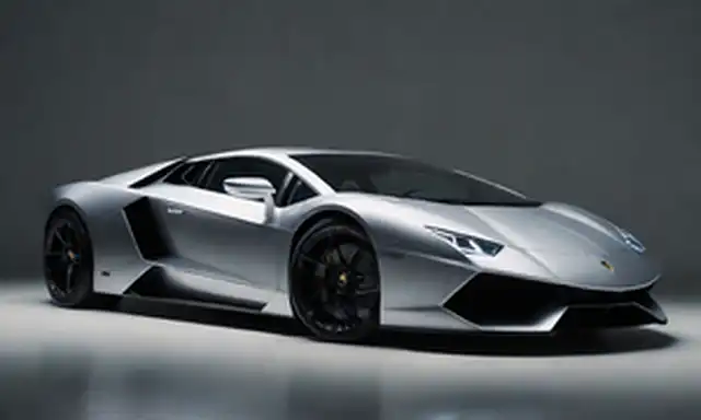 Un lamborghini elegante y futurista con un motor V12, tres motores eléctricos, y un motor híbrido enchufable, rodeado de superficies metálicas brillantes, efectos luminosos dinámicos y sutiles toques de elegancia de diseño italiano
