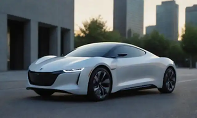 Un vehiculo futurista, moderno, elegante, compacto, eléctrico, con un diseño audaz, dinámico, angular, con iluminación innovadora, una rejilla única y líneas aerodinámicas