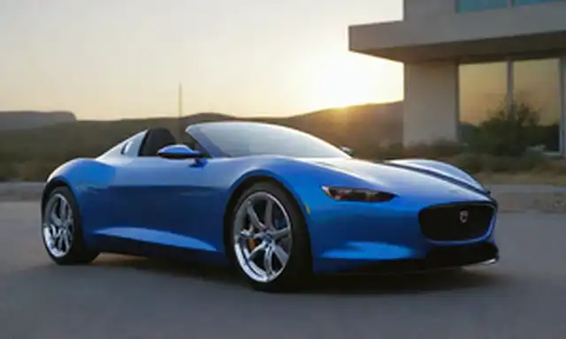 Cielo azul eléctrico, calzado elegante, diseño futurista, lujoso interior, pantalla de panel, ruedas de cromo, tubos de escape de alto rendimiento, puesta del sol en el fondo